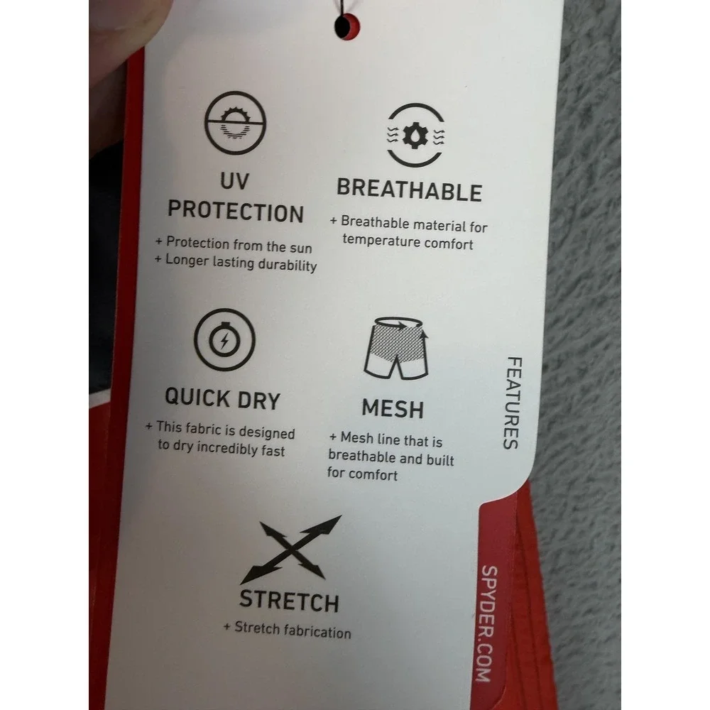 Spyder Swim Trunks Mens Large Red Gray Colorblock UV Quick Dry Stretch Beach New